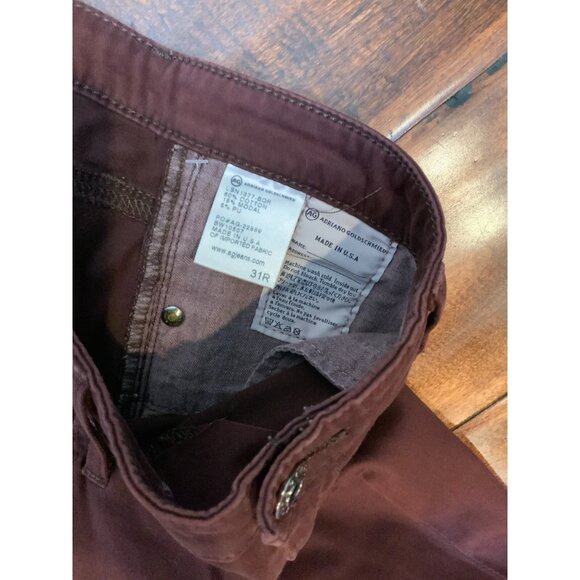 AG Adriano Goldschmied Maroon Stevie Ankle Slim Straight Leg Jeans Size 31 - Picture 3 of 5